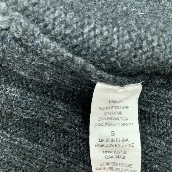 Vince Open Front Cardigan Sweater Small Gray Wool Yak Alpaca Cashmere - Picture 8 of 9